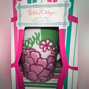 LILLY PULITZER PURSUIT OF HAPPINESS PINK GREEN FLOWER MUG ~ New in Box
